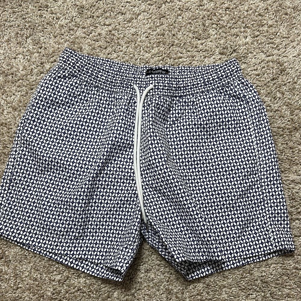 T Christopher New York Navy and White Swim Trunks/shorts